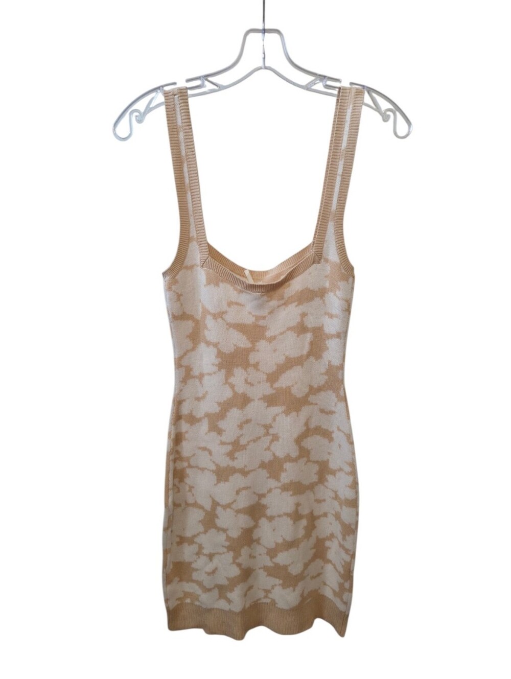 Anthropologie Women's Sweater Knit Floral Mini Dress Beige Cream Size XXS - Picture 2 of 4